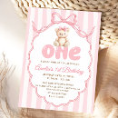 Search for girls teddy bear birthday invitations Pink bow
