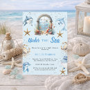 Search for ocean animals baby shower invitations Blue