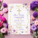 Search for pink and purple first communion invitations Girl