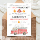 Search for rescue birthday invitations Firefighter