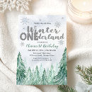 Search for winter onederland birthday invitations Silver