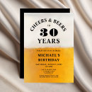Search for cheers and beers 30th birthday invitations Black