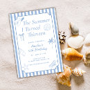 Search for turning 13 invitations Blue white stripes