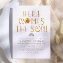 Search for rainbow baby boy shower invitations Here comes the son
