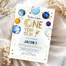 Search for galaxy 1st birthday invitations Moon and stars