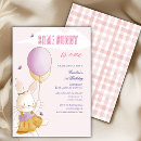 Search for bunny 1st birthday invitations Whimsical dreamy script calligraphy