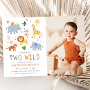 Search for safari elephant birthday invitations Two wild