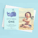 Search for sea creatures birthday invitations Whale