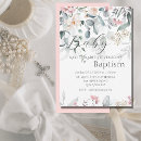 Search for pink baby girl christening invitations Floral flowers