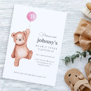 Search for girl teddy bear birthday invitations Pink