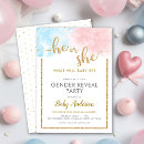 Search for gold glitter gender reveal invitations He or she