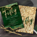 Search for gold and green birthday invitations Fifty