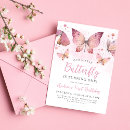 Search for pink butterfly birthday invitations Modern
