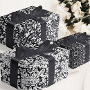 Search for black and white floral wrapping paper Damask