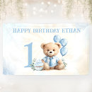 Search for teddy bear birthday banners Baby boy