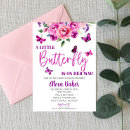 Search for a little butterfly is on her way baby shower invitations Pink