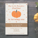 Search for pumpkin is turning one invitations Orange