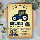 Search for blue tractor birthday invitations Party