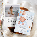 Search for teddy bear baby boy shower invitations Watercolor