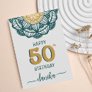 Search for elegant 50th birthday cards Teal