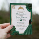 Search for white and gold quinceanera invitations Emerald green