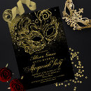 Search for black quinceanera invitations Black and gold