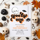 Search for spooky one 1st birthday invitations Spider