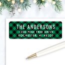 Search for green plaid return address labels Rustic