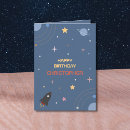 Search for stars and planets birthday cards Blue