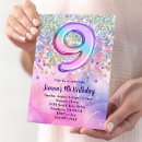 Search for pink 9th birthday invitations Rainbow