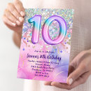 Search for girls 10th birthday invitations Watercolor