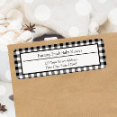Search for buffalo plaid return address labels Black and white