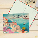 Search for watercolour painting postcards Santorini