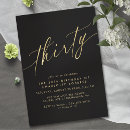 Search for gold 30th birthday invitations Black and gold
