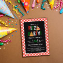 Search for red and white checkered invitations Pizza party