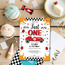 Search for race car 1st birthday invitations Blue