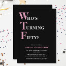 Search for pink and black 50th birthday invitations Typography
