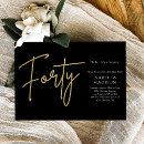 Search for black and gold 40th birthday invitations Adult