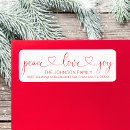 Search for peace and joy return address labels Red