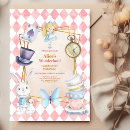 Search for mad tea party invitations Teacups teapot cupcakes rabbit