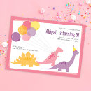 Search for pink dinosaur birthday invitations Jurassic