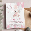 Search for pink teddy bear baby shower invitations Minimal