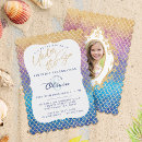 Search for mermaid scales birthday invitations Rainbow