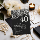 Search for dinner 40th birthday invitations Black and white