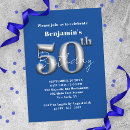 Search for silver 50th birthday invitations Blue and silver