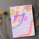 Search for groovy one birthday invitations Pink