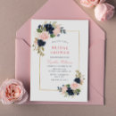 Search for navy and blush bridal shower invitations Watercolor floral