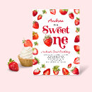 Search for sweet one strawberry birthday invitations Modern