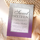 Search for purple and silver sweet 16 invitations Elegant