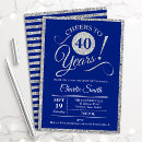 Search for royal blue 40th birthday invitations Silver